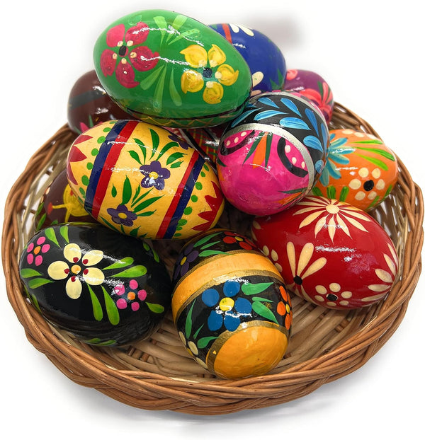 Rumikrafts Hand Painted 13 Wooden Easter Eggs, 3 inches, ecofriendly and Lightweight, Kids