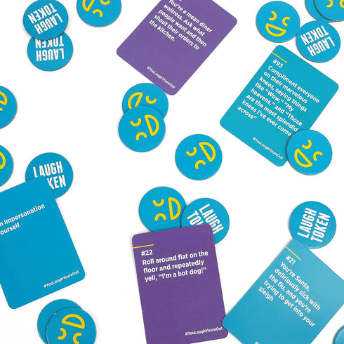 DSS Games You Laugh You're Out Party Game with Hilarious Charades - 125 Prompt Cards for Family Game Nights Ages 14+