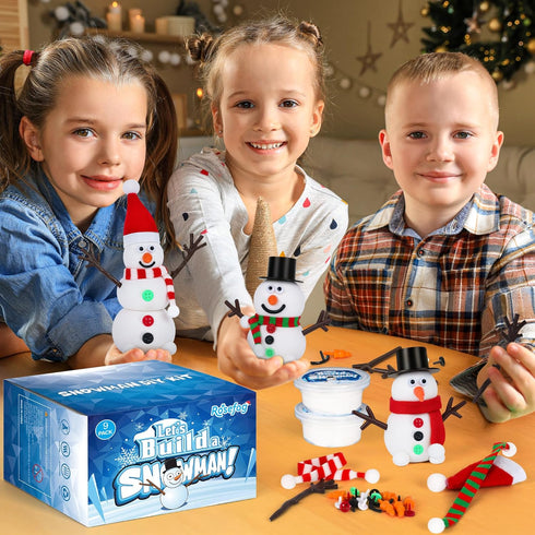 9 Pack RoseFog Christmas Crafts, DIY Christmas Snowman Clay for Kids, Build Your Snowman Craft Kit, Modeling Clay Snow