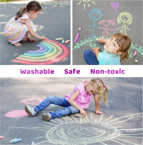 150 Set 30 Packs, 5 JOYIN Pcs Sidewalk Chalk in Colors, Giant Box Non-Toxic Jumbo Washable Chalk for Outdoor Art Play