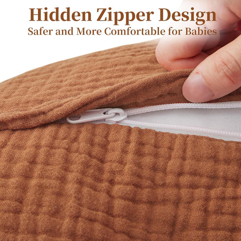 100% 2 Pack Pro Goleem Muslin Nursing Pillow Cover, Cotton Soft Breathable Feeding Pillow Slipcover for Breastfeeding