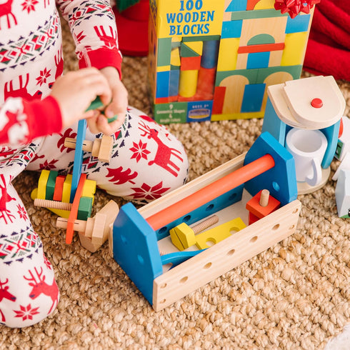 Melissa & Doug Take-Along Tool Kit, Wooden Construction Toy, 24 pcs, Multicolor, 10.0 x 5.55 x 4.75