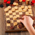 48 Pieces Wooden Checkers, 1.06 Inch Stackable Ridge Pieces with Drawstring Storage Pouch, Red Black Dark Brown