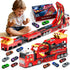 BuddyBight 3in1 Carrier Truck with 45-Inch Foldable Race Track, Toy Trucks for Kids