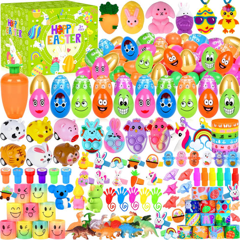 OCTERIC 330Pcs Colorful Prefilled Plastic Easter Set, 110 Plactic Eggs Filled with 220