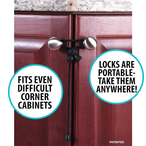 KisCords Baby Safety Cabinet Locks for Knobs Child Safety Cabinet Latches for Home Safety Strap for Baby Proofing