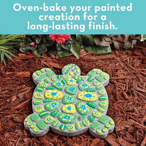 MindWare Turtle Stepping Stone Kit: Paint Your Own Stepping Stones for Kids Craft Kit Includes Paint, Brushes