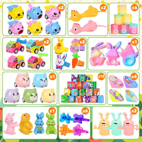 OCTERIC 360 Set, 120 240 Pcs Pastel Prefilled Easter Toy Plastic Eggs Filled with Assorted Toys Stickers for Kids Boys