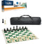 WE Games Complete Tournament Chess Set with Plastic Pieces, Green Roll-up Board & Travel Bag