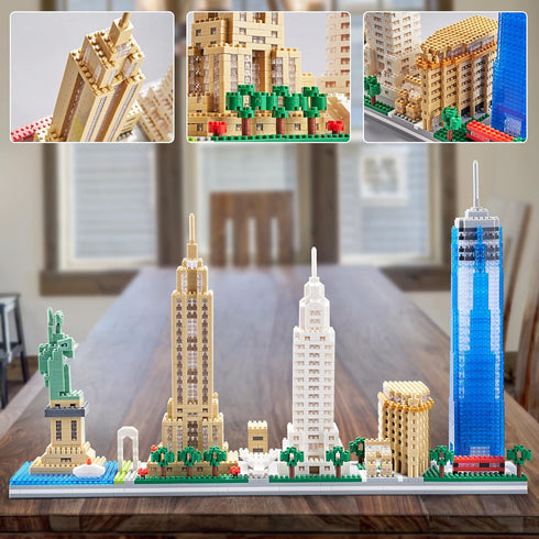 YaJie New York Skyline Micro Mini Blocks Building Set, 3452 Pcs 3D Puzzle Model Kit for Adults & Kids