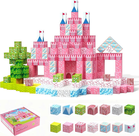 Behanluva 128PCS Magnetic Building Blocks Set, Magnetic Blocks for Girls, Magnet Tiles Cube