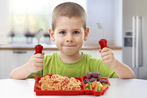 Funwares Kids' Dinnerware Set - Fire Engine, Durable Divided Plate, Ideal for Picky Eaters, Easy Cleaning, Gift