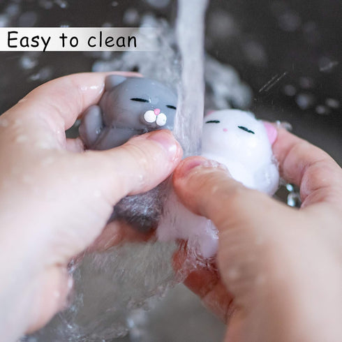Nutty Toys Squishy Cat Set, 2" Soft Silicone Kawaii Kitties, Top Stress Relief Toy, Unique Gifts for Teens