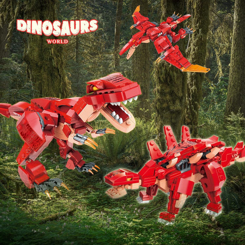 287PCS STEM 3 in 1 Dinosaurs Building Kits, Educational Toys for Kids Age 6-10, Best Gifts for Boys