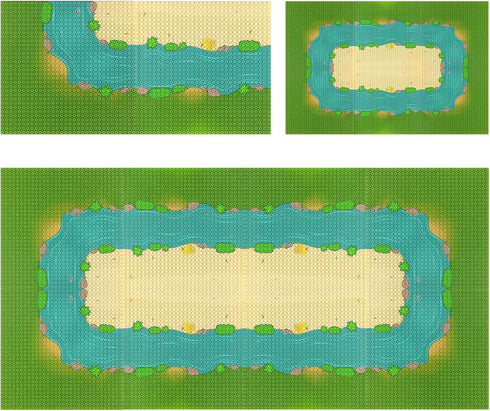 Feleph Classic Baseplate with River and Grassland Pattern, 10 x 10 Inches Base Plates for Building Blocks