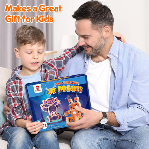 3-5, Mocoosy Wooden Robot Painting Art and Craft Kit for Kids Ages Build & Decorate Your Own Robots with Paint