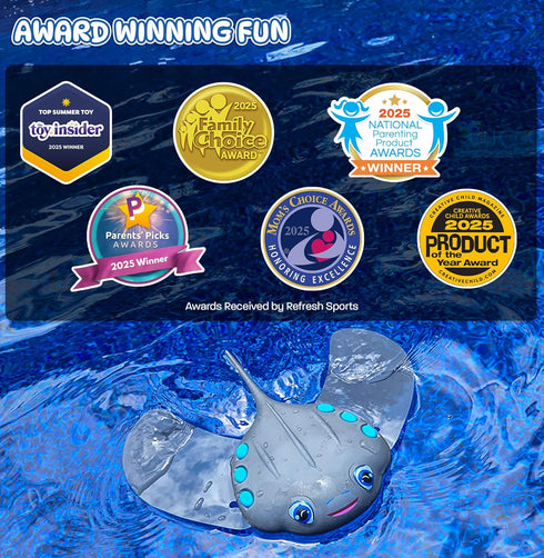 Swimming 5 6 7 8 9 10 Pool Toys for Kids: Stingray Pool Torpedo Swim Toy - Self Propelled Water Toy Glides Underwater