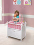 Toy Doll Bed with Storage Cabinet by Badger Basket, Chevron Bedding for 22 inch Dolls