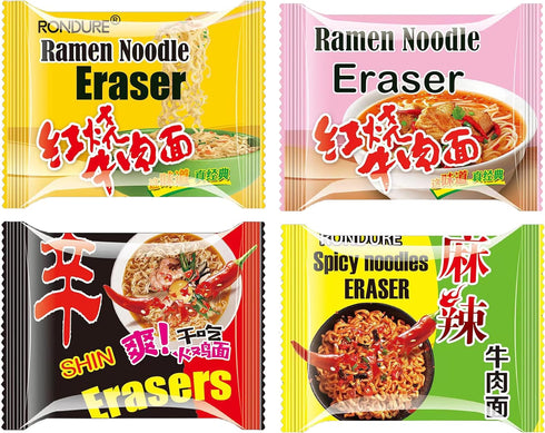 Fun Cute Erasers for Kids, 8 PCS Kawaii Big Food Erasers, Spicy Ramen Noodles Erasers