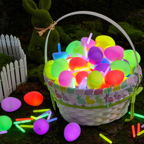 72 72 JOYIN Pcs Easter Eggs with Mini Glow Sticks for Kids Glow-In-The-Dark Basket Stuffers Fillers Gift, Easter Egg