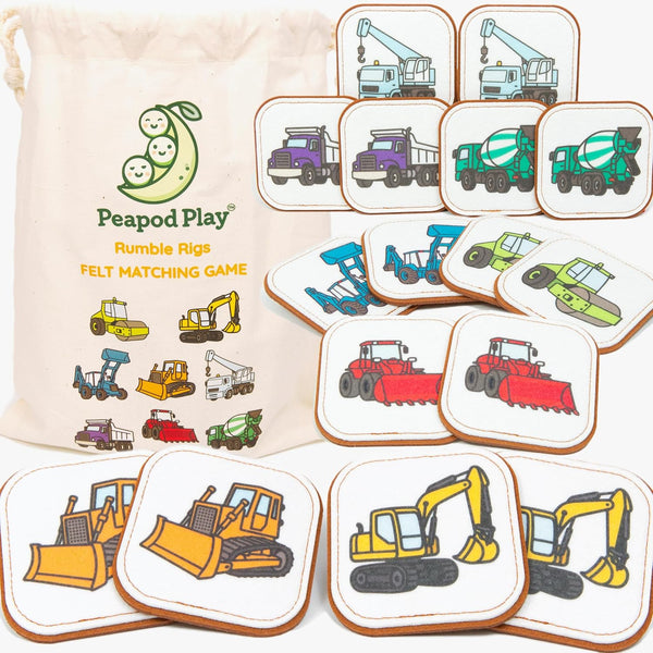 Felt Construction Matching Game for Toddlers Truck Memory Game & Flash Cards