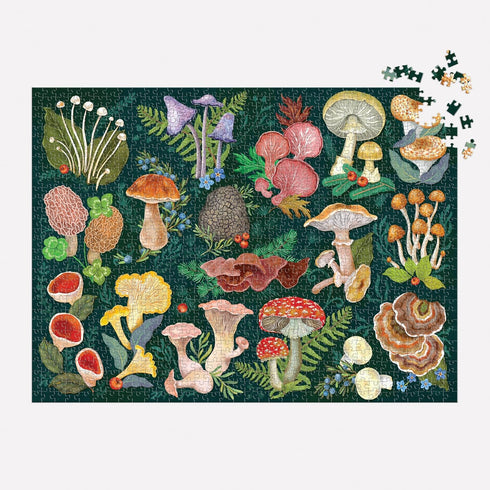 Galison World of Mushrooms 1000 Piece Jigsaw Puzzle - Beautiful Painted Artwork of Mushroom and Fungi Collection