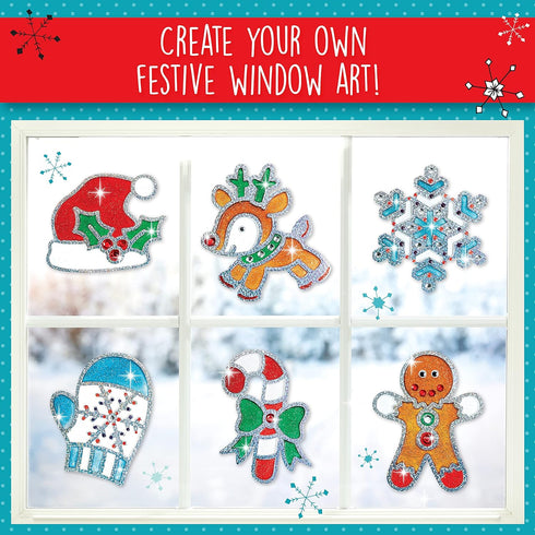 7 6+) Creativity for Kids Holiday Easy Sparkle Window Art Craft Kit: Create Window Art Designs, Holiday Crafts