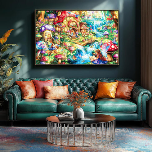 500 500 23" 15" Dreamy Mushroom Valley Piece Puzzle for Adults, Fun Puzzles for Adults Pieces with HD Print & Poster, X