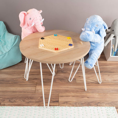 Hey! Play! Classic Wooden Strategic Thinking Game - Complete Set with Board, 24 Colored Marbles, 2 Dice for 6 Players