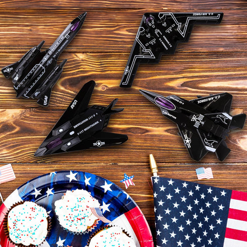 ArtCreativity 4 Pcs Diecast Stealth Bomber Toy Jets, B-2 Spirit Bombers, Pullback Mechanism, Military Cake Decorations