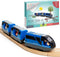 Battery Operated Action Locomotive Toy Train Set for Wooden Tracks, Compatible with Thomas & Brio for Toddlers 3-5+