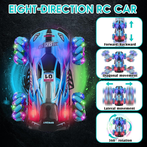 Spray,Lights,360 6 7 8 9 RC Stunt Car Toys - Gesture Remote Control Racing Cars Comes with Rotation for Kids,Vehicle