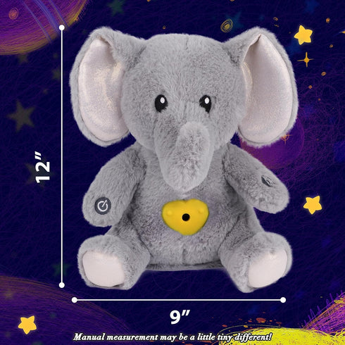 Christmas,13'' Cuteoy Plush Gray Elephant Star Projector Musical Adjustable Singing Night Light Stuffed Animals Glowing