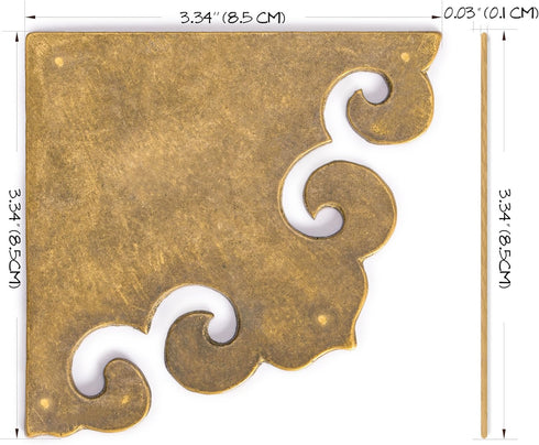 Brass Curled Box Corner Plate – Set of 2, 3.3"