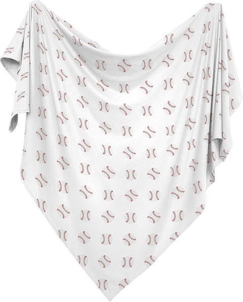 Sweet Jojo Designs Baseball Baby Boy Swaddle Blanket Jersey Stretch Knit for Newborn or Infant Receiving Security - Red