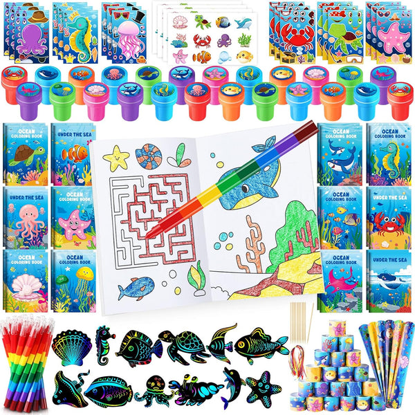 BenLouis 96Pcs Under the Sea Party Favors Ocean Animals Party Coloring Books