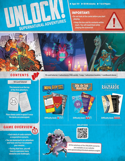 10+, 1-6 1 Unlock! Supernatural Adventures Card Game - Escape Room-Inspired Cooperative Adventure, Fun Family Game