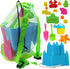 4E's Novelty Beach Toys for Kids with Bag, 17 Pcs Set Castle Beach Bucket with Shovels & Molds for Ages 3-10