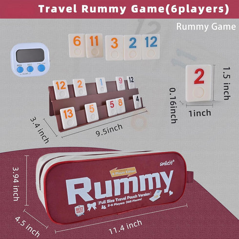 Rummy 6 Rummy Set |160 6 |1 (2-6 Smilejoy Cube Players Edition, Full Size Travel Game with Travel Portable Canvas