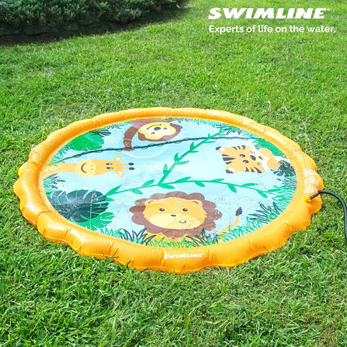 SWIMLINE 68 Inch Sprinkler Mat and Splash Play Mini Pool Outdoor Water Toy Safari Adventure | for Kids and Family Fun |