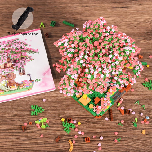 Set 14+, 2028PCS, Japanese Cherry Blossom Tree Building Block Teen Age Sakura Flowers Botanicals Micro Blocks