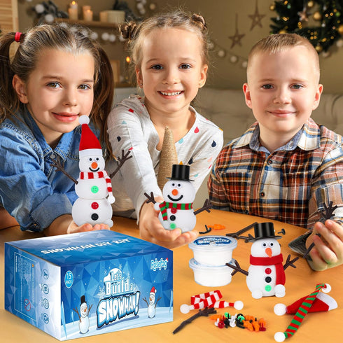 15 Pack Christmas Crafts Supplies, DIY Snowman Making Kit for Children, Christmas Stocking Stuffers, Air Dry Snowman