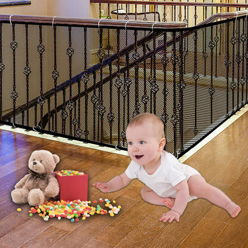 JIFTOK Baby Gate for Stairs, 10ft L x 2.66ft H, Mesh Netting Safety Net for Indoor & Outdoor