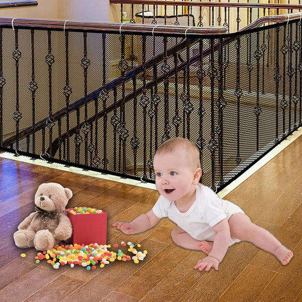 JIFTOK Baby Gate for Stairs, 10ft L x 2.66ft H, Mesh Netting Safety Net for Indoor & Outdoor