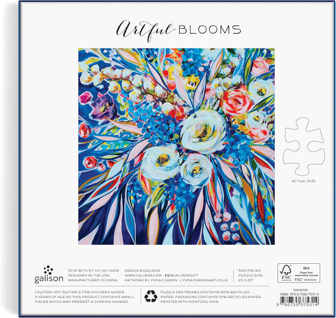 Galison 500 Piece Artful Blooms Puzzle - Bright Bold Artwork of Painted Flower Arrangement