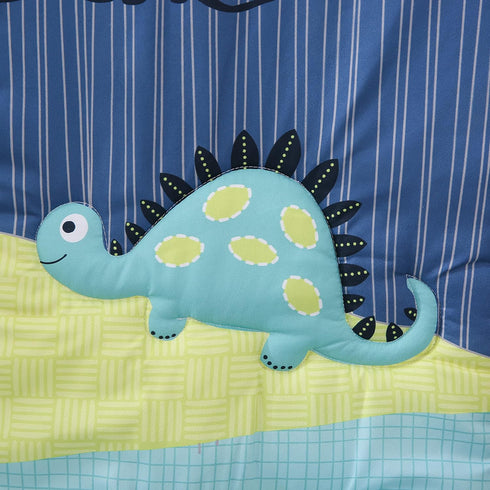 8 Set Set Stacker/3 YJM PC Dinosaur Crib Bedding for Baby Boys, Blue Nursery with Quilt/Sheet/Dust