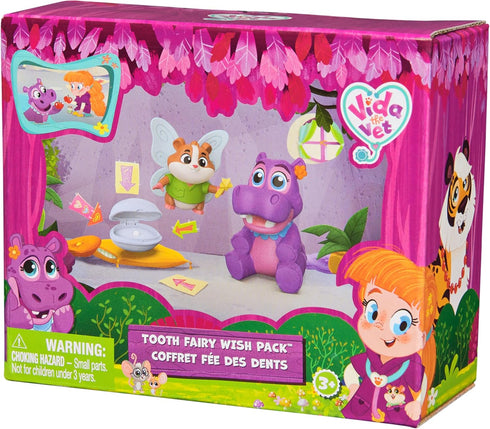 Pack 3 Vida The Vet, Tooth Fairy Wish with Popcorn & Juno Toy Figures with a Tooth in Clam Shell Accessory, Kids Toys
