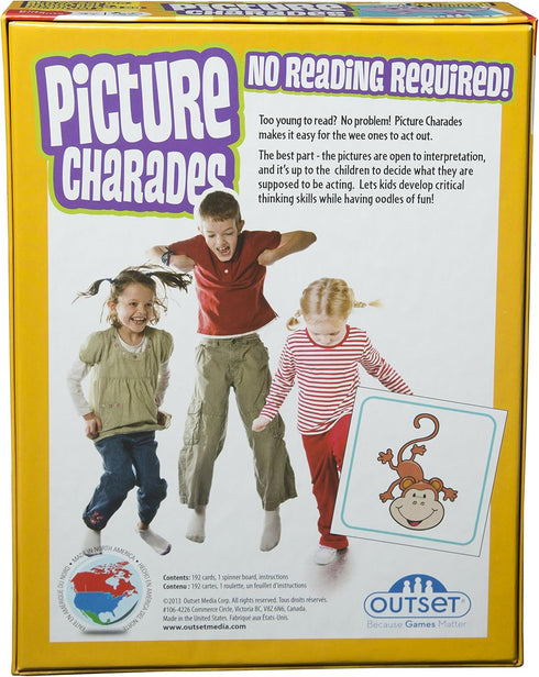 Outset Media Picture Charades for Kids - No Reading Required! - 4 Decks, 192 Cards Total - Ages 4+