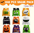 JOYIN 108 PCS Halloween Drawstring Treat Bags with 9 Character Designs, Mini Goodie Candy Bags for Kids Trick or