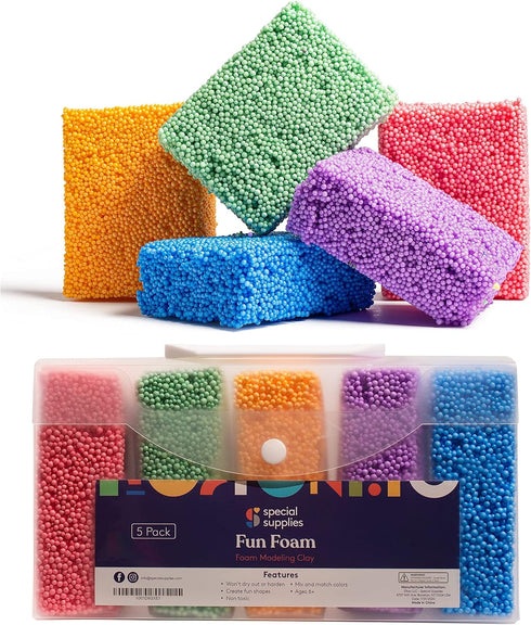 Special Supplies Fun Foam Modeling Foam Beads Play Kit, Children’s Educational Clay for Arts and Crafts, 5-Pack